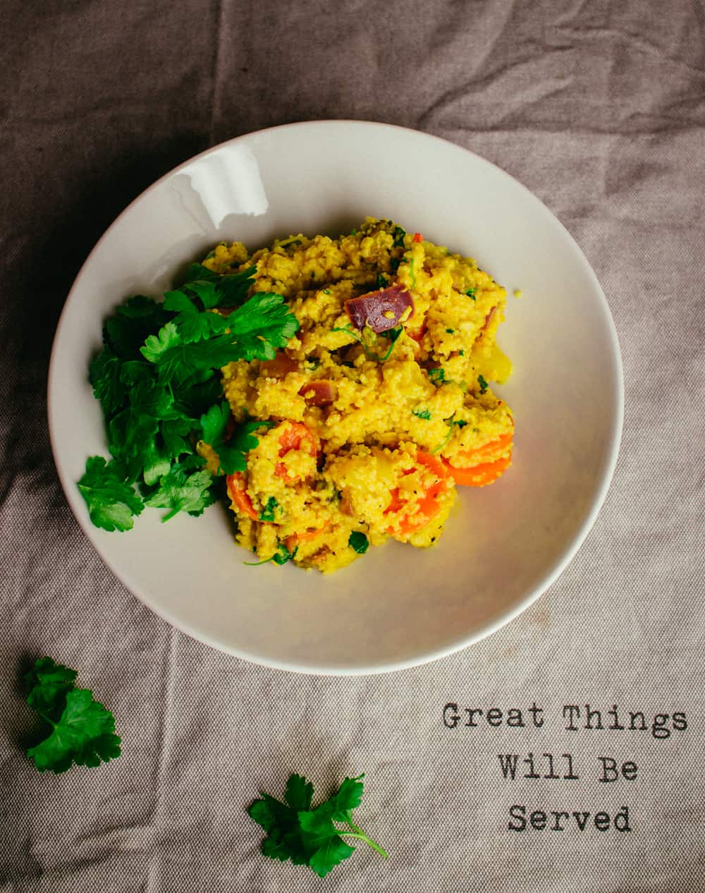Couscous kanalla ja mangocurrylla Couscous kanalla ja mangocurrylla